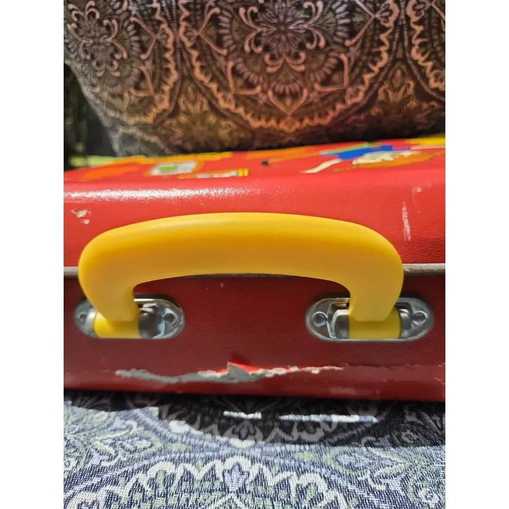 Vintage Pippi Longstocking Red Travel Suitcase Carry Case Children's Luggage...